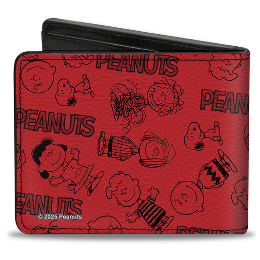 PEANUTS Gang Collage Bi-Fold Wallet, Red/Black-1