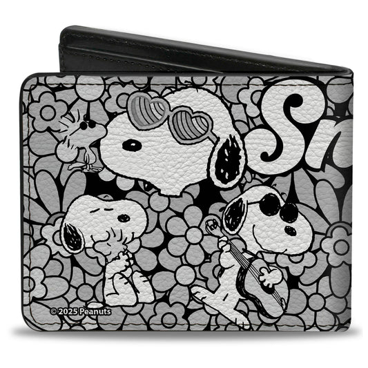 Snoopy Poses & Daisy Flowers Bi-Fold Wallet-1