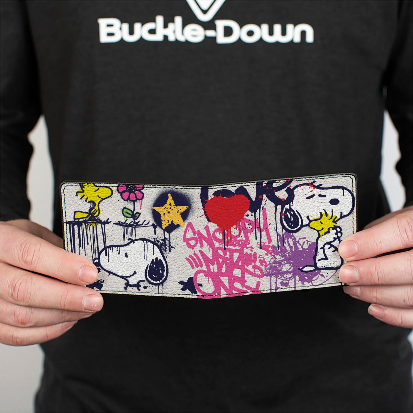 Bi-Fold Wallet - Peanuts Snoopy and Woodstock Graffiti Collage White/Multi Color