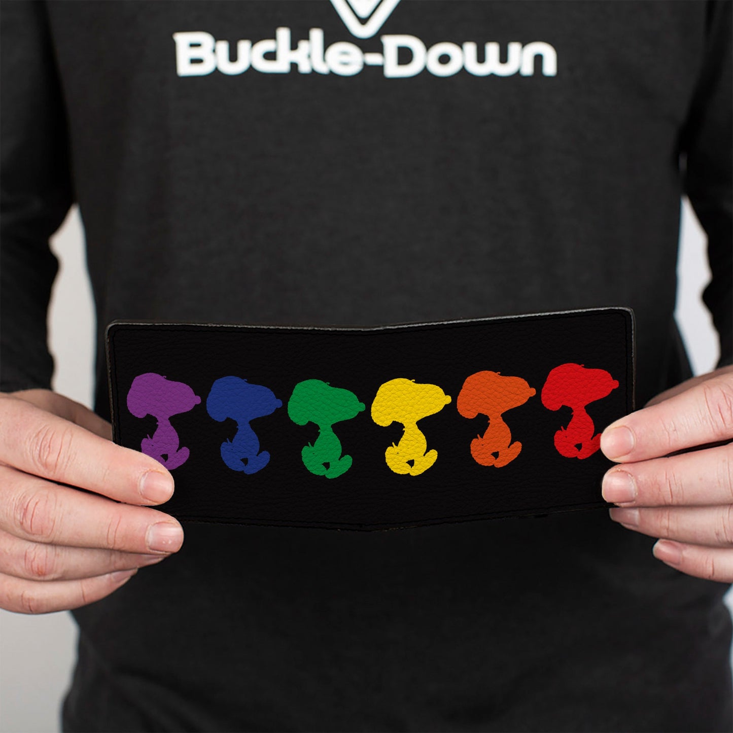 Peanuts Snoopy Silhouette Bi-Fold Wallet - Black/Rainbow Multi-Color