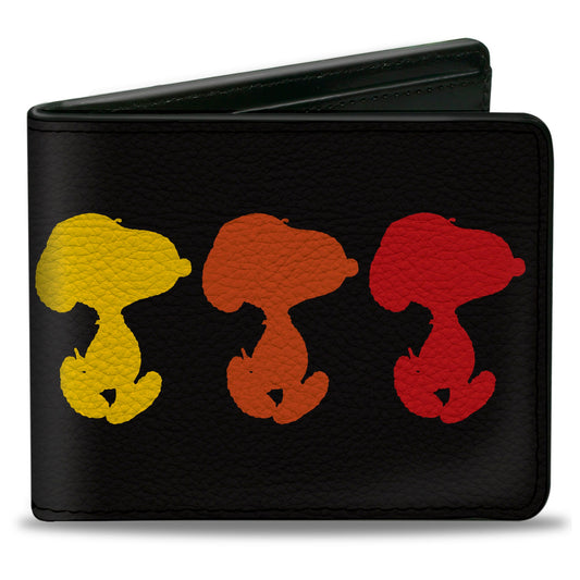 Peanuts Snoopy Silhouette Bi-Fold Wallet - Black/Rainbow Multi-Color-0