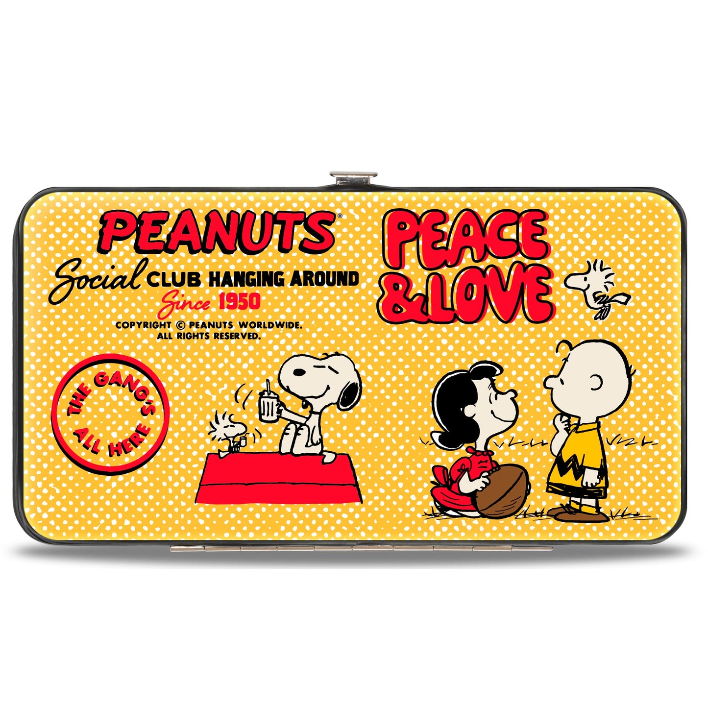 Hinged Wallet - PEANUTS SOCIAL CLUB PEACE & LOVE Scenes Yellow/Red