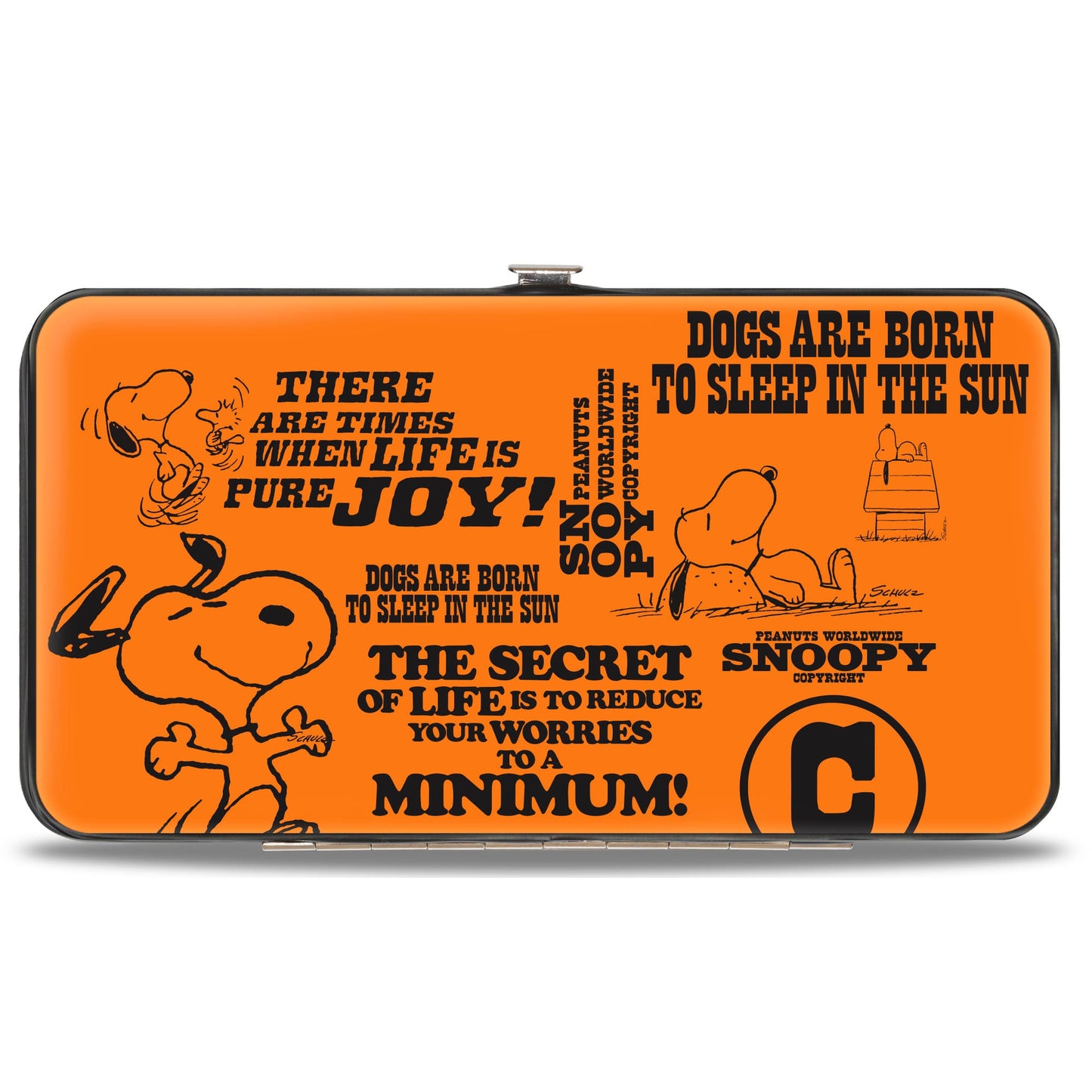 Snoopy Poses & Quotes Hinged Wallet - Orange/Black from The Peanuts Store