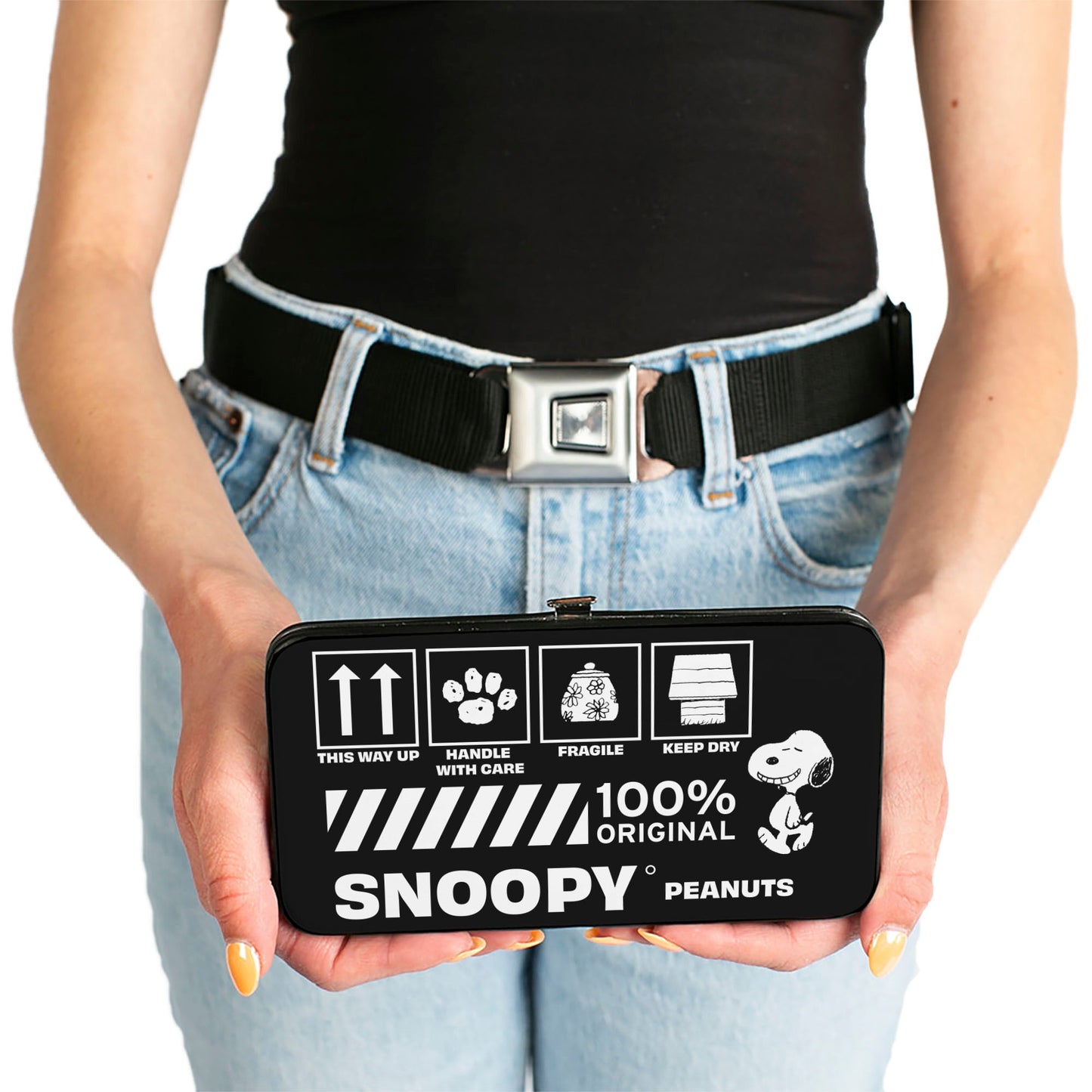 Peanuts Snoopy Hinged Wallet - Care Symbols Black/White