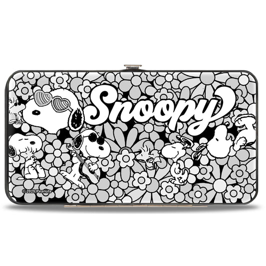 Snoopy Poses and Daisy Flowers Hinged Wallet-1