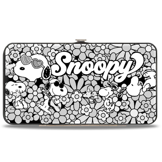 Snoopy Poses and Daisy Flowers Hinged Wallet-0