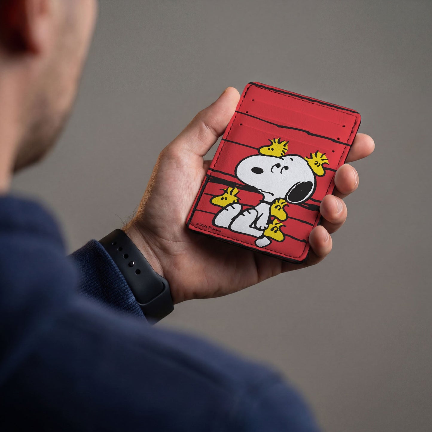 Back view of the Peanuts wallet featuring a clear window for an ID card.