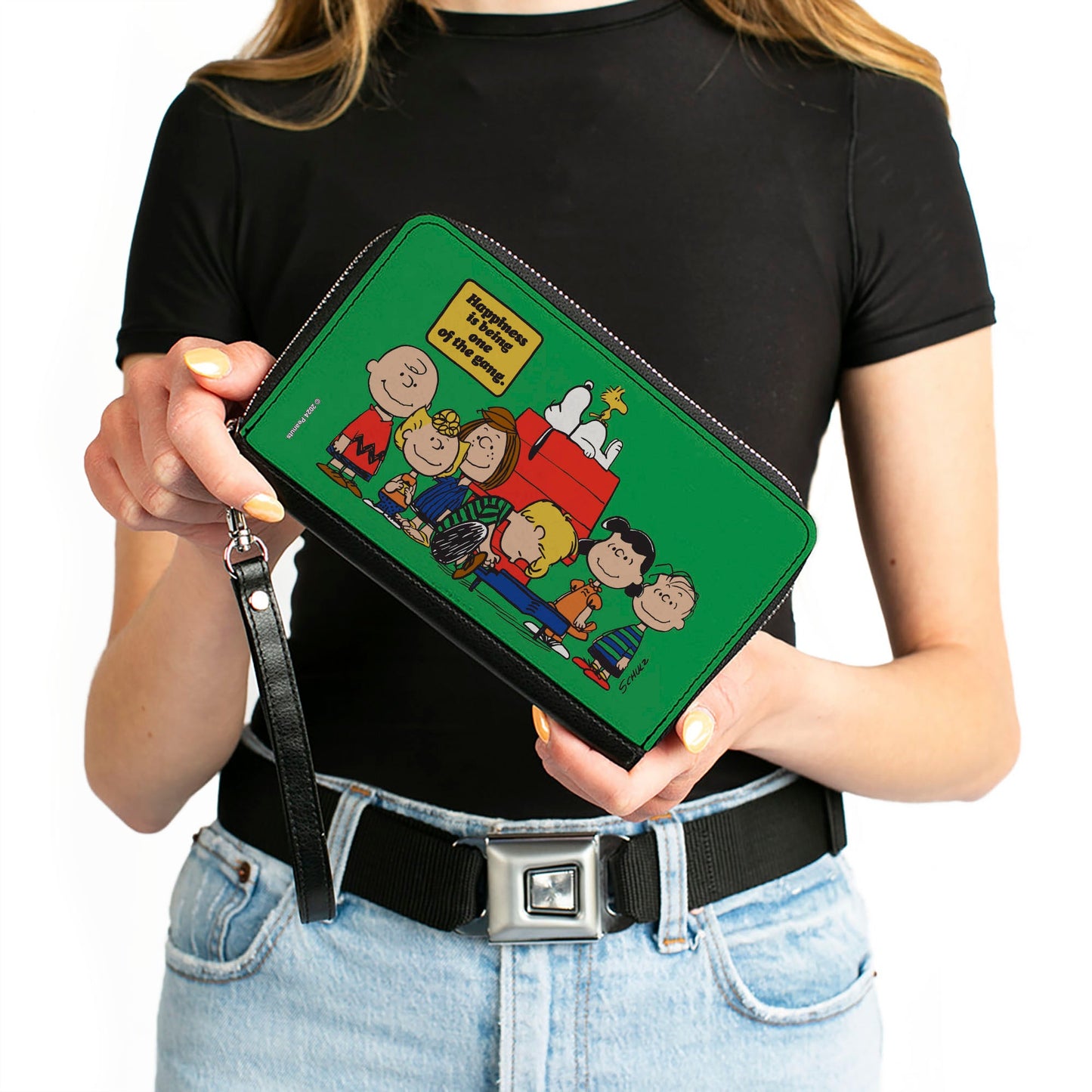 Peanuts Gang Zip Around Wallet - Happiness is Being One of the Gang Green