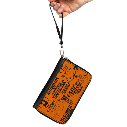 Snoopy Zip Around Wallet - Poses & Quotes Collage Orange/Black | The Peanuts Store-1