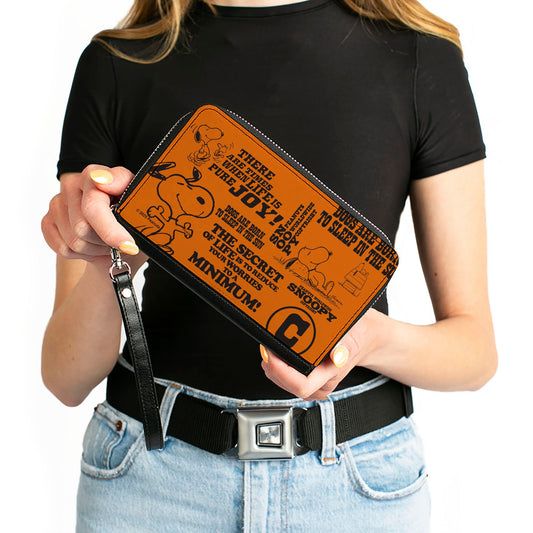 Snoopy Zip Around Wallet - Poses & Quotes Collage Orange/Black | The Peanuts Store-3