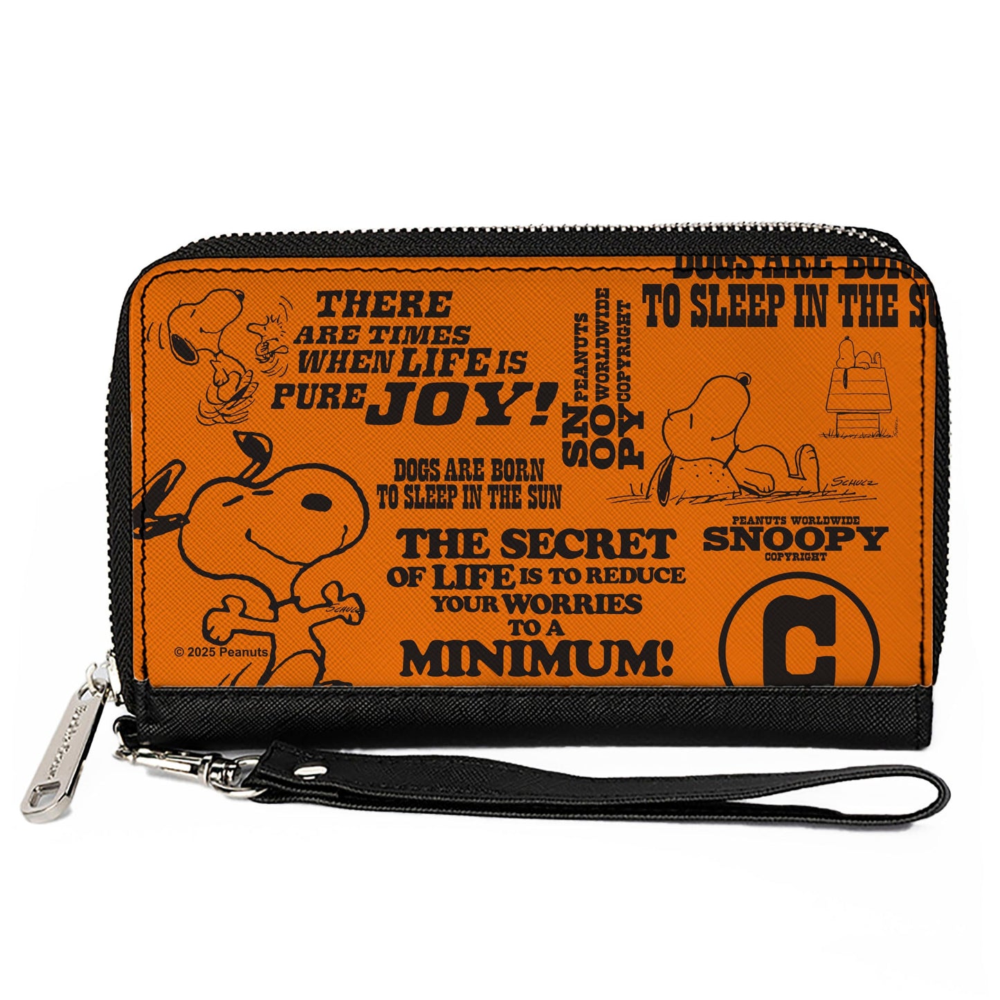 Snoopy Zip Around Wallet - Poses & Quotes Collage Orange/Black | The Peanuts Store