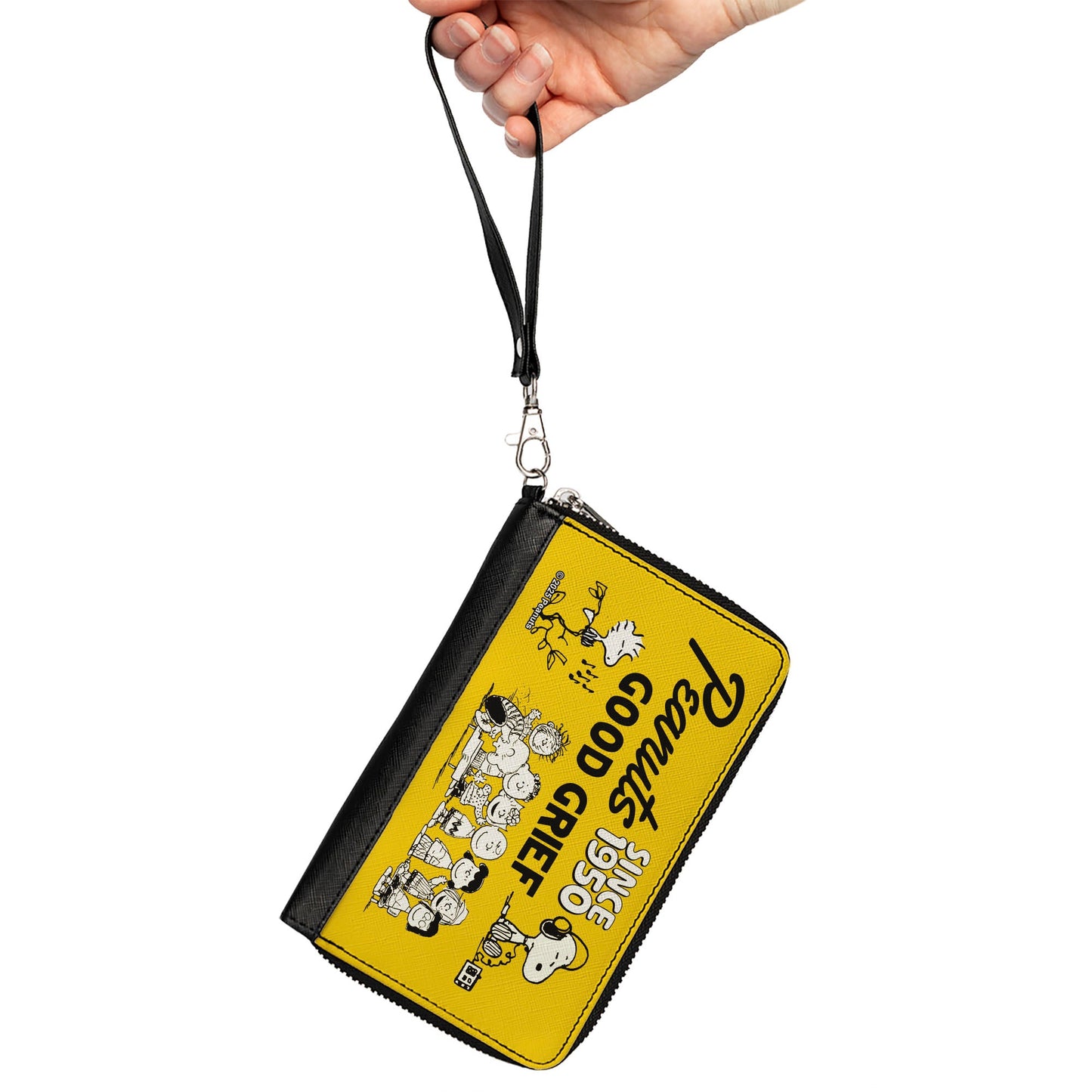 PU Zip Around Wallet Rectangle - PEANUTS Gang SINCE 1950 GOOD GRIEF Group Pose Yellow/Black