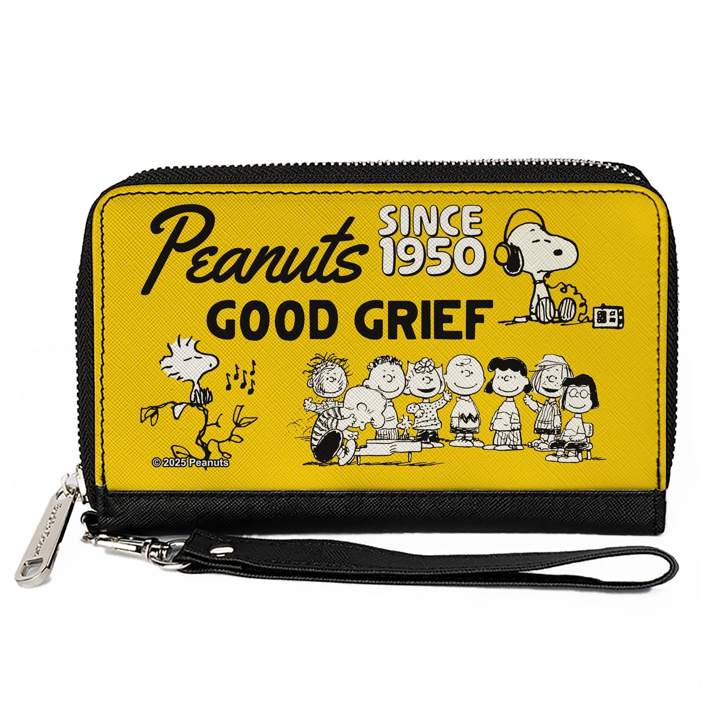 PU Zip Around Wallet Rectangle - PEANUTS Gang SINCE 1950 GOOD GRIEF Group Pose Yellow/Black