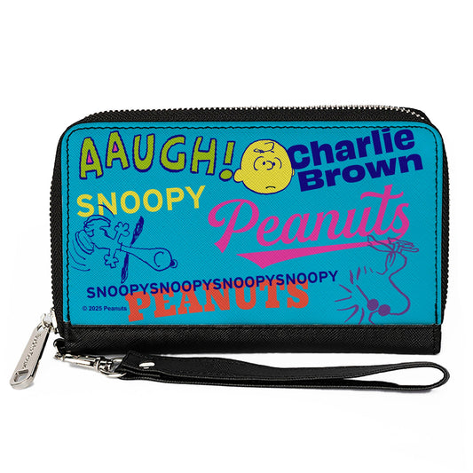 Peanuts Typography Collage Zip Around Wallet Charlie Brown Snoopy Woodstock-0