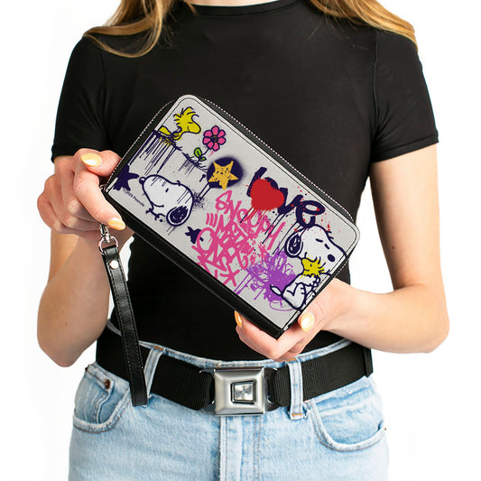 Peanuts Snoopy & Woodstock Graffiti Zip Wallet-3