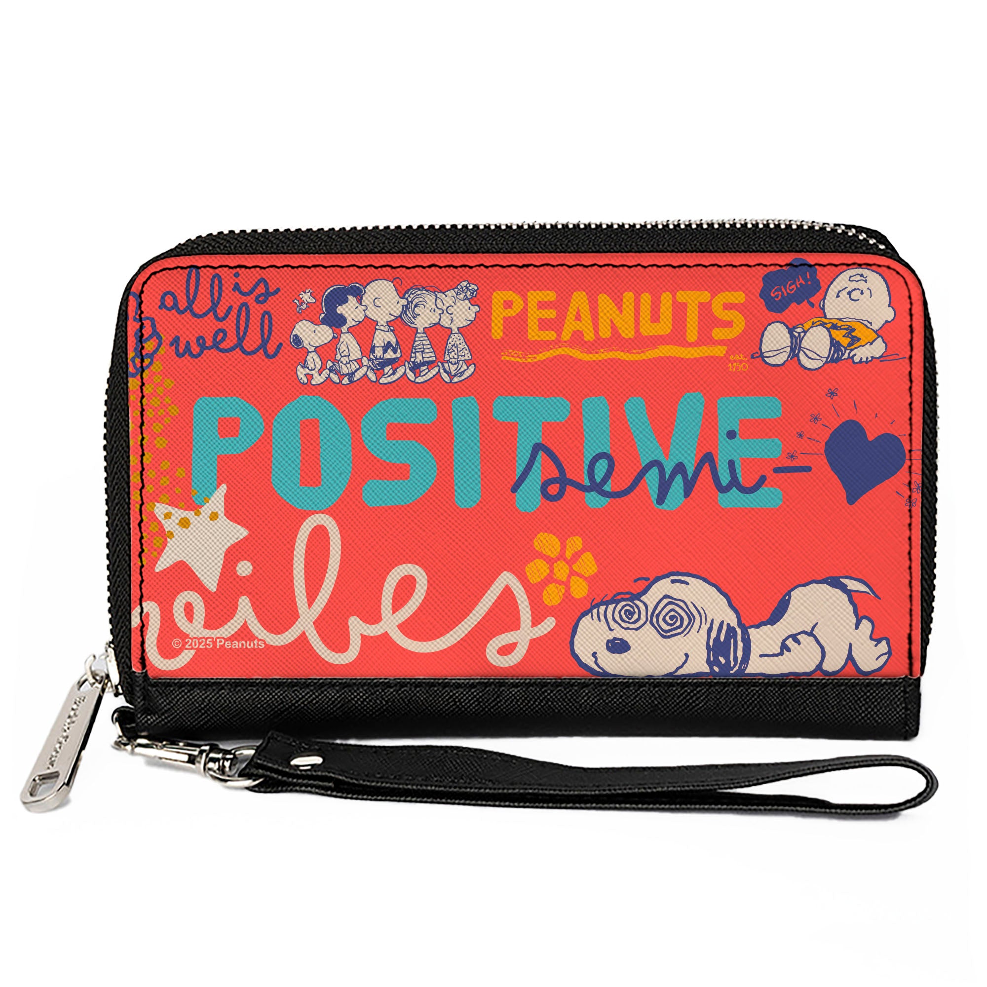 Peanuts Gang Zip Wallet - Vegan Leather, Red/Blues | The Peanuts Store