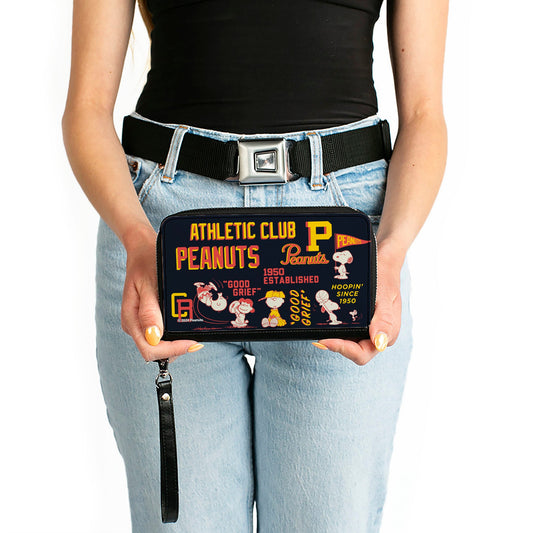 Peanuts Store PU Zip Wallet: PEANUTS ATHLETIC CLUB Varsity Collage-2