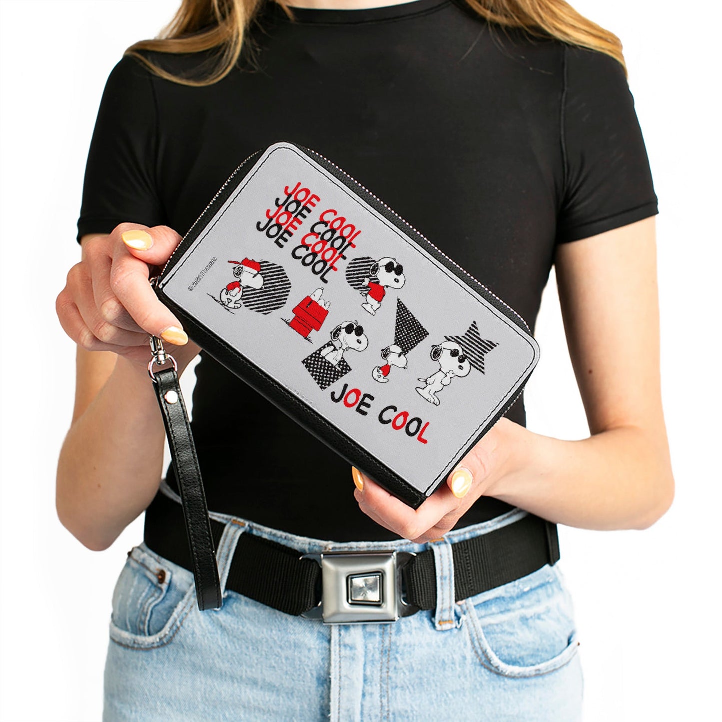 Peanuts JOE COOL Snoopy Zip Around Wallet - Gray/Black/Red/White