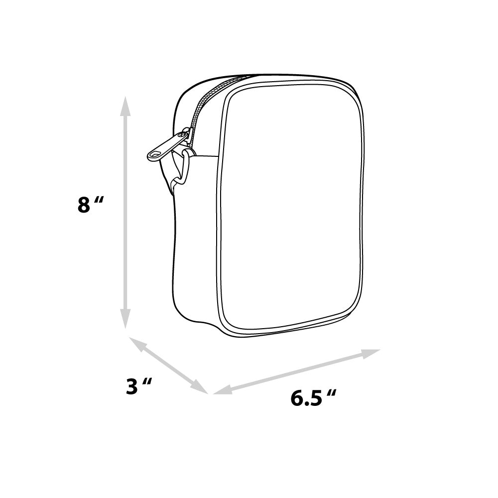 View of the adjustable shoulder strap and hardware attached to the Peanuts crossbody bag