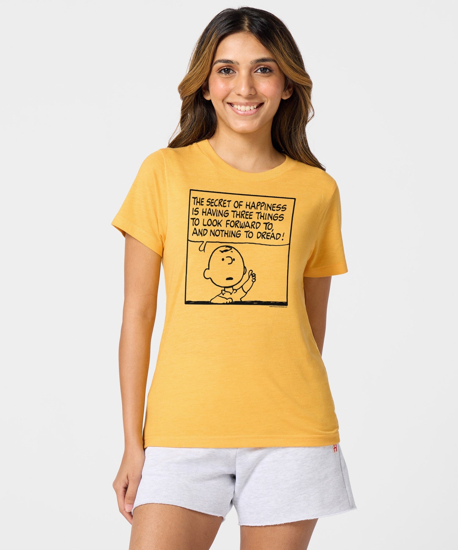 Back view of the solid gold short sleeve t-shirt
