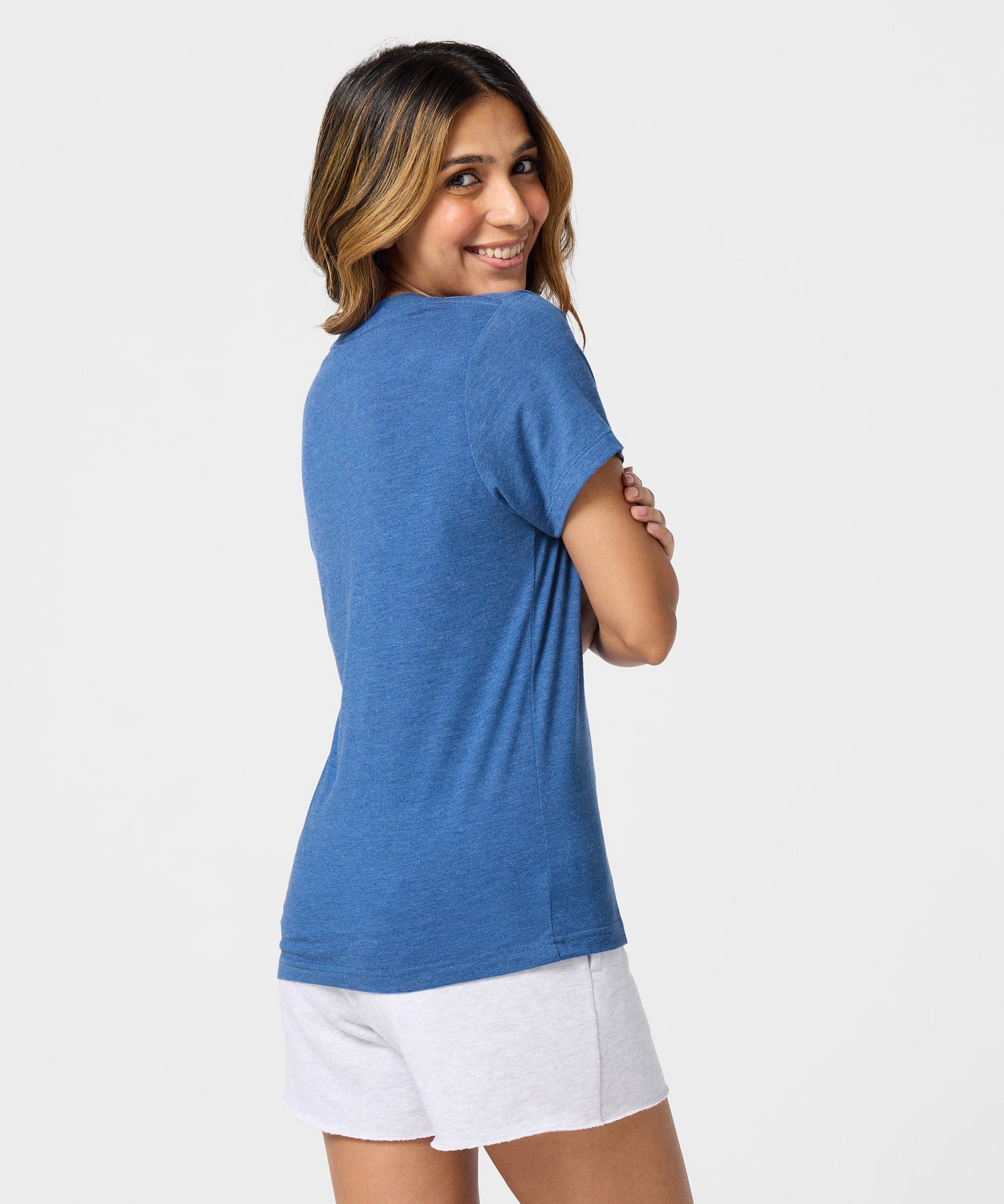 Back view of the solid royal blue t-shirt