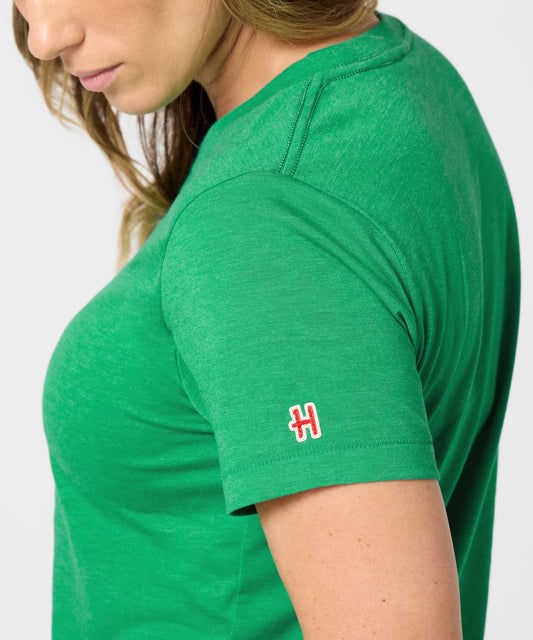 Green HOMAGE t-shirt featuring Peppermint Patty and Marcie graphic centered on the front chest-4