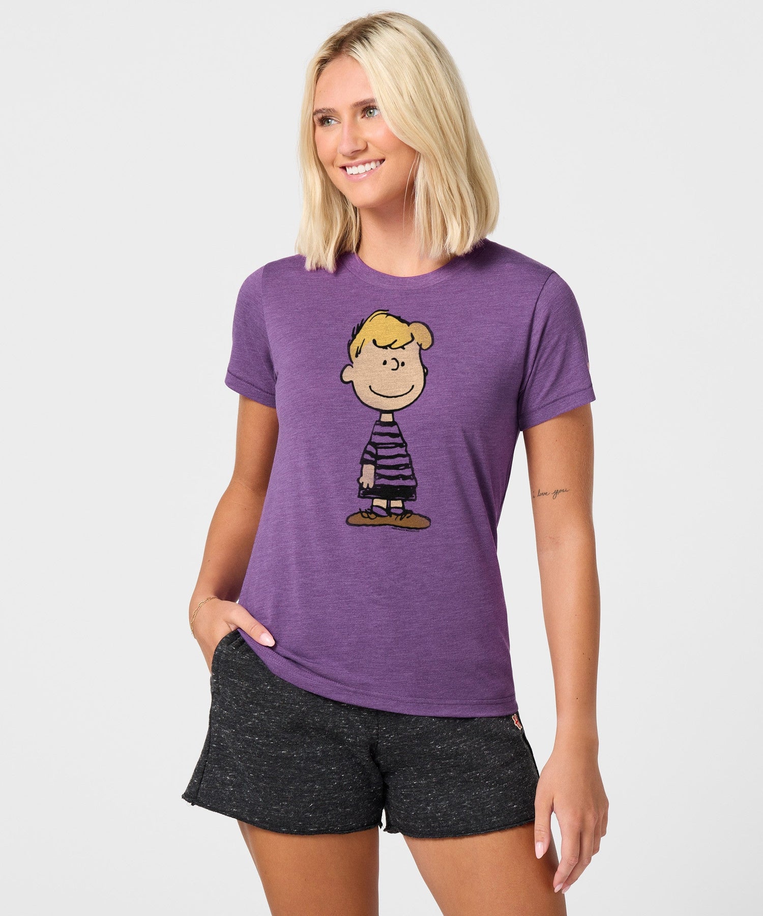 Back view of the solid royal purple women's t-shirt