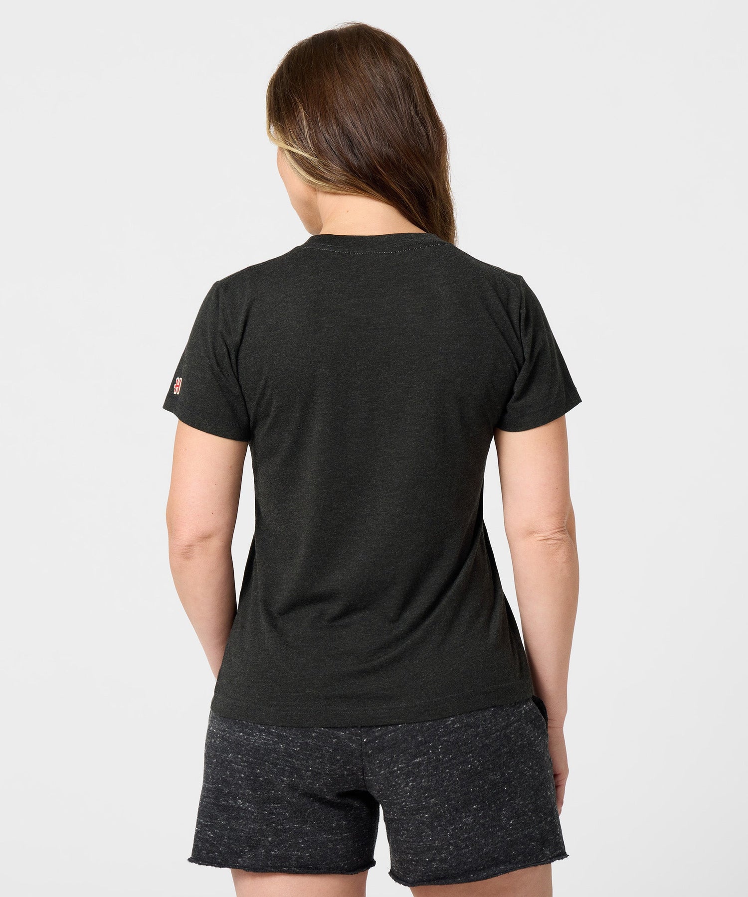 Back view of the solid charcoal women's t-shirt