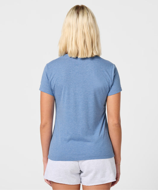 Light blue women's t-shirt featuring Snoopy ice skating on the front chest-3