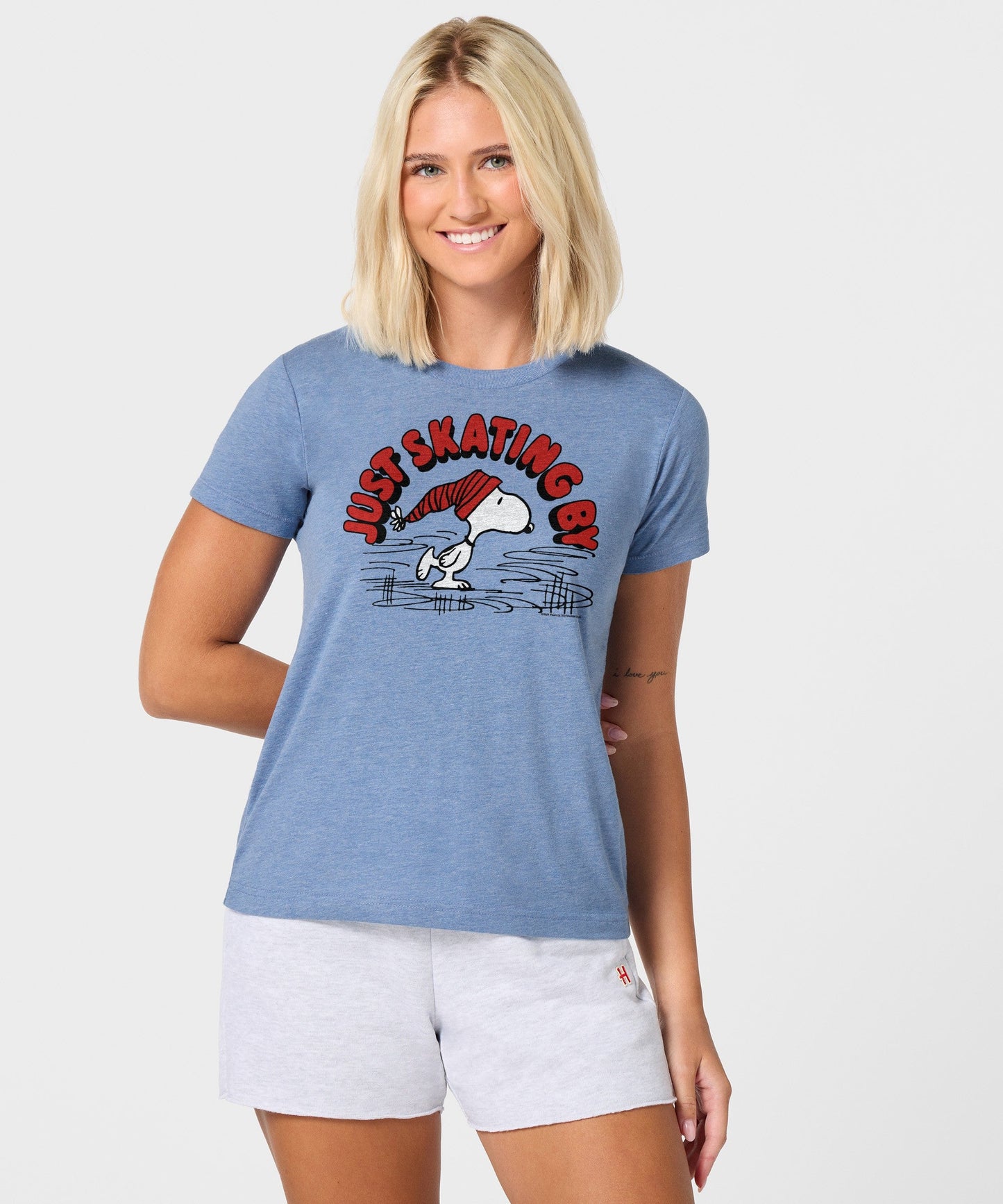 Back view of the light blue t-shirt with a blank design