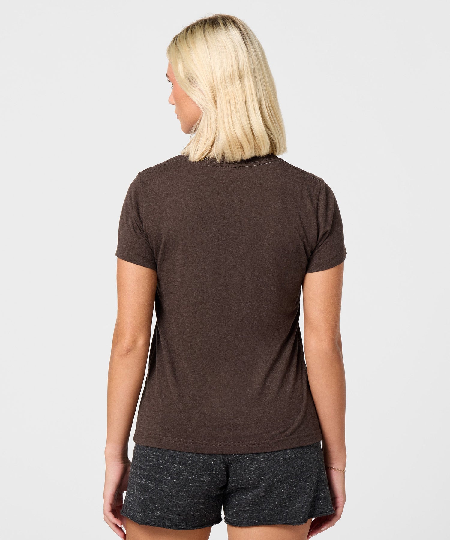 Back view of the solid brown women's t-shirt