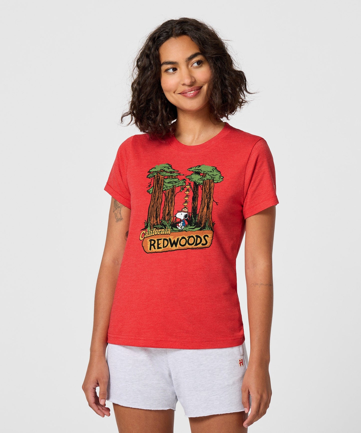 Back view of the solid red women's t-shirt