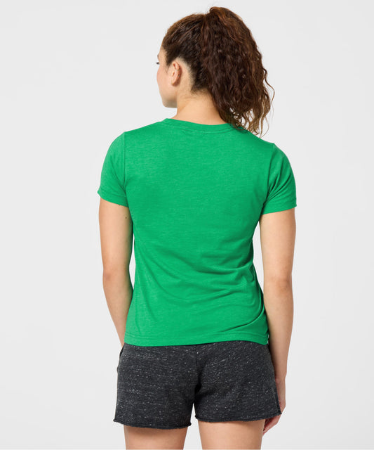 Green women's t-shirt featuring Snoopy in front of the Great Smoky Mountains on the front chest-3