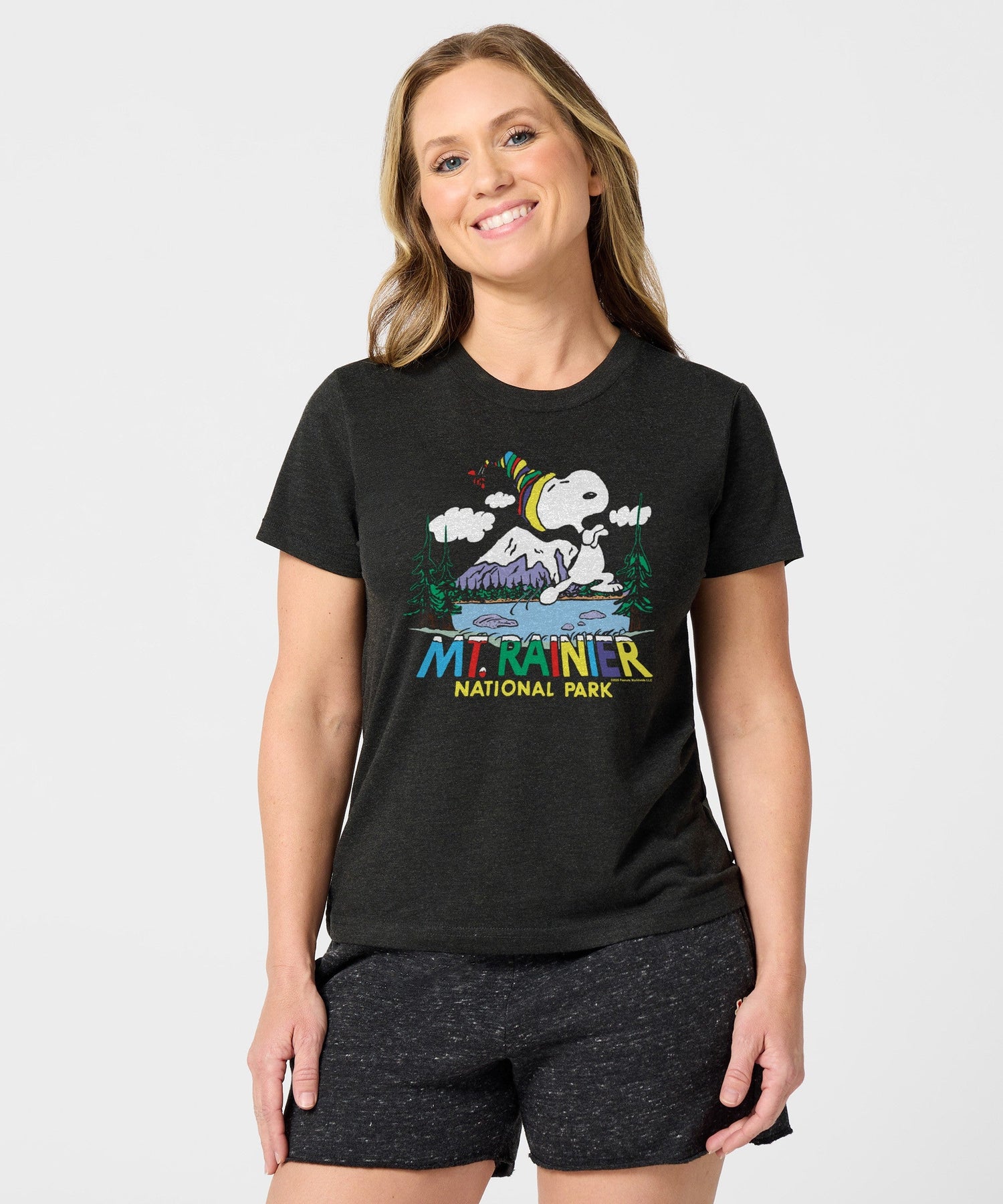 Back view of the charcoal cotton t-shirt with a clean, solid finish