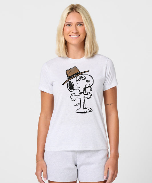 Ash women's t-shirt featuring a graphic of Spike sitting in the desert on the front chest-2