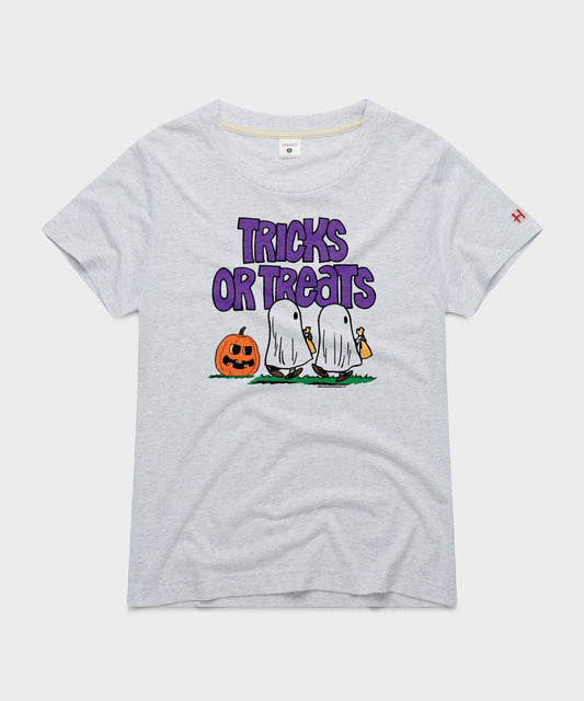Ash women's t-shirt featuring a vintage Charlie Brown Halloween graphic on the front chest-0