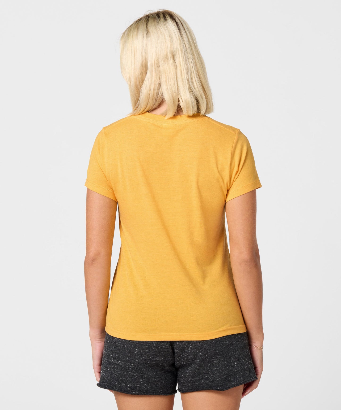 Back view of the solid gold crewneck t-shirt