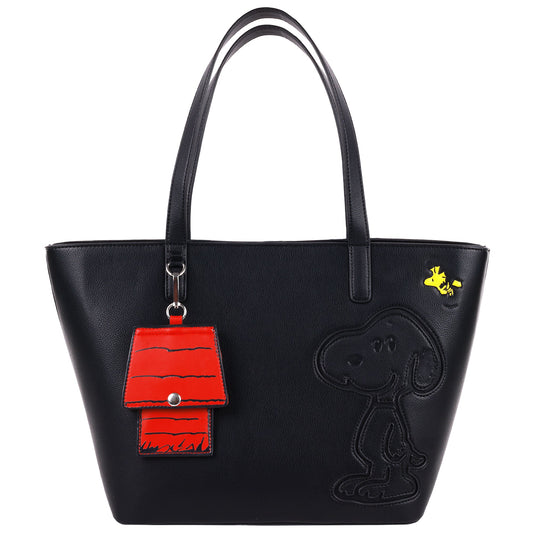 Danielle Nicole Peanuts Snoopy Minimal Black Tote Bag with Doghouse Cardholder-0