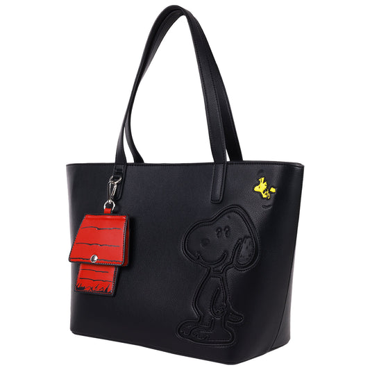 Danielle Nicole Peanuts Snoopy Minimal Black Tote Bag with Doghouse Cardholder-5