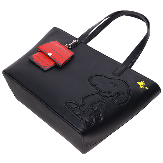 Danielle Nicole Peanuts Snoopy Minimal Black Tote Bag with Doghouse Cardholder-6