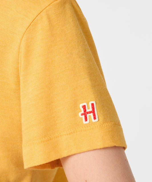 Gold youth t-shirt featuring a vintage graphic of Charlie Brown centered on the front-4