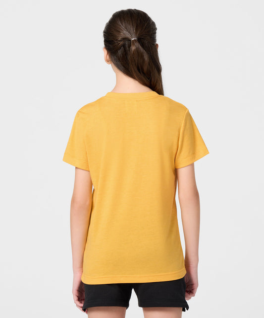 Gold youth t-shirt featuring a vintage graphic of Charlie Brown centered on the front-3