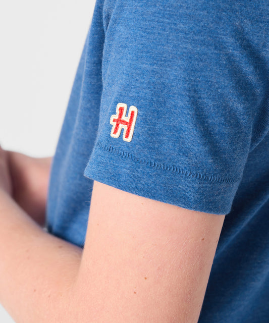 Royal blue youth t-shirt featuring Charlie Brown and Rocky Mountain National Park graphic on the front chest-4