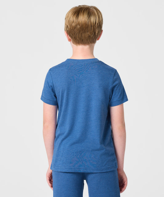 Royal blue youth t-shirt featuring Charlie Brown and Rocky Mountain National Park graphic on the front chest-3