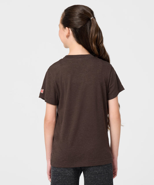 Brown youth t-shirt featuring Pig-Pen walking surrounded by a cloud of dust on the front chest-3