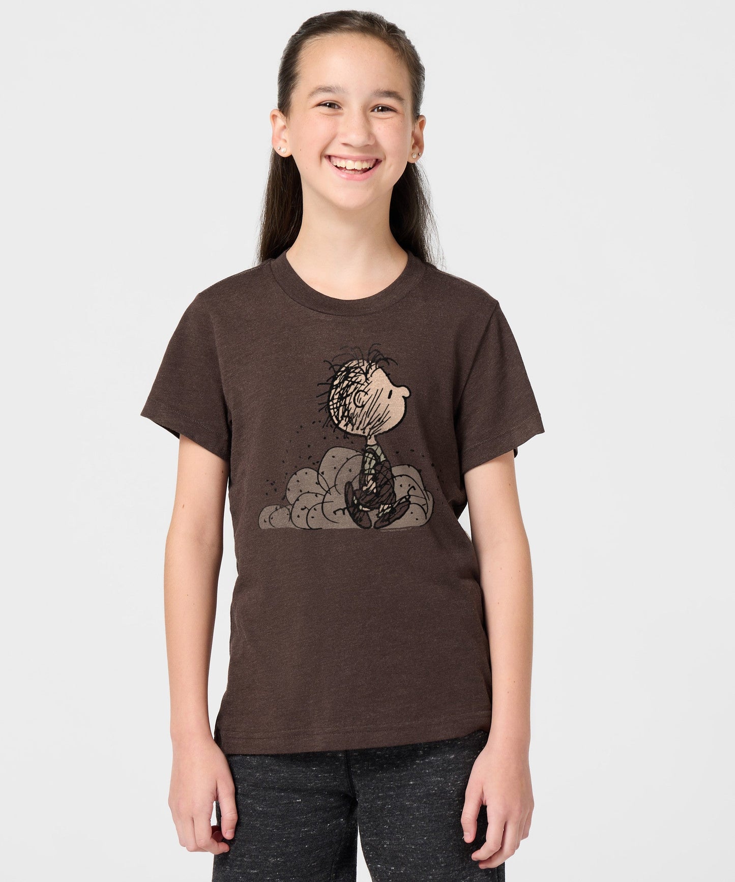 Back view of the solid brown youth t-shirt