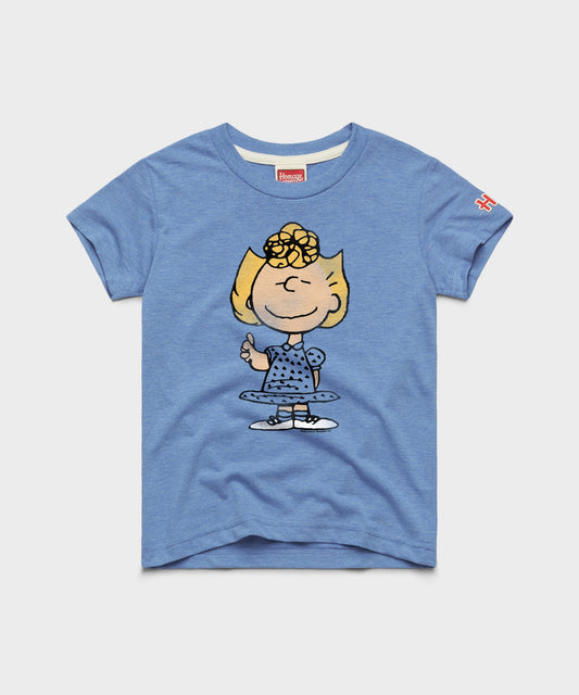 Light blue youth t-shirt featuring a graphic of Sally Character on the front-0