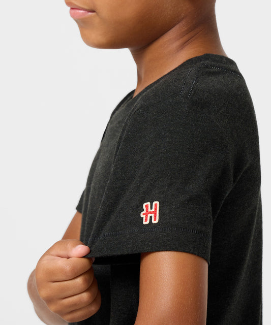 Charcoal youth t-shirt featuring Snoopy graphic printed on the chest-4