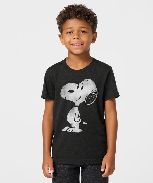 Charcoal youth t-shirt featuring Snoopy graphic printed on the chest-2