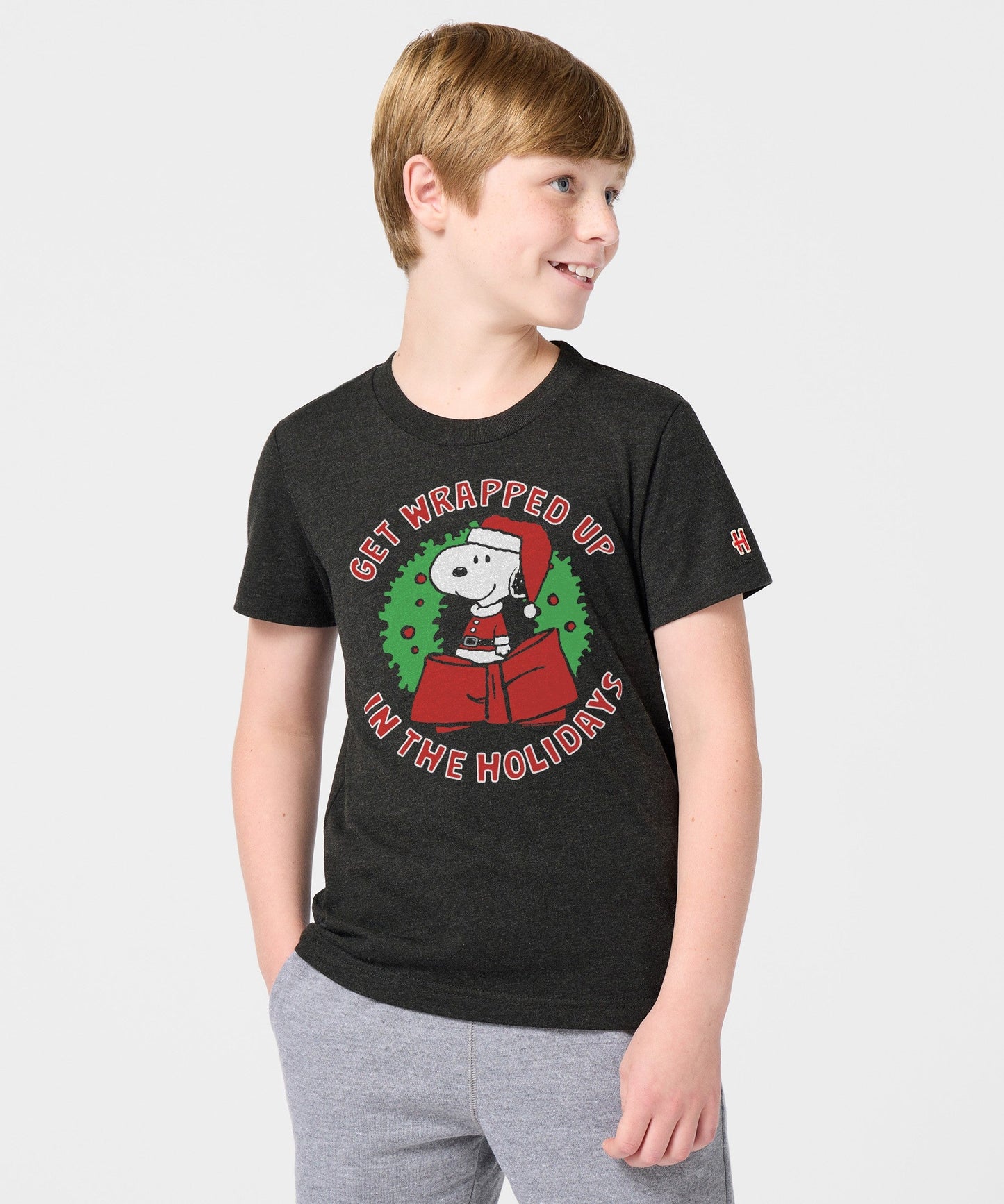 Back view of the solid charcoal youth t-shirt